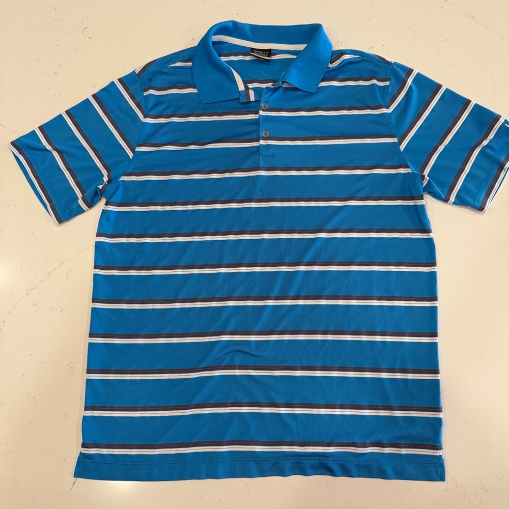 Nike Bright Blue Striped Golf Polo